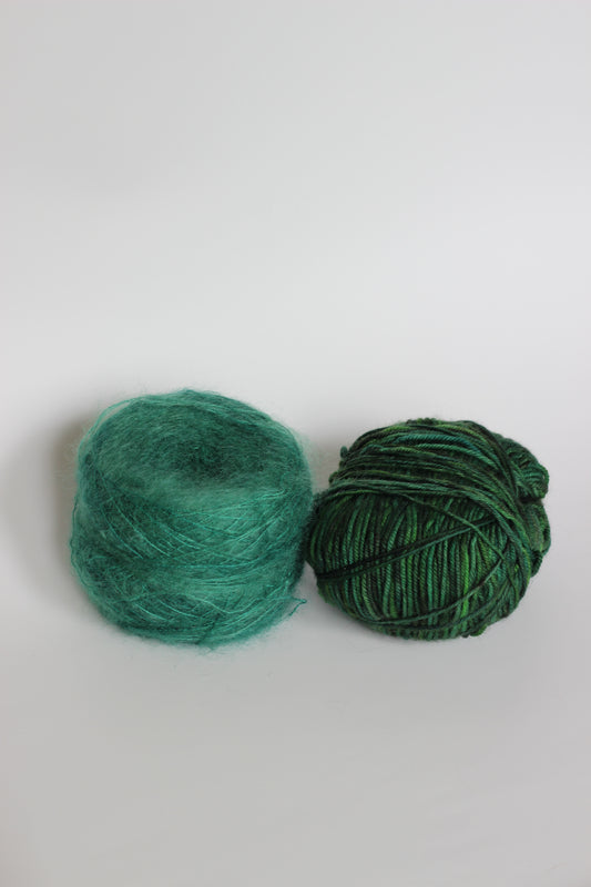 Destash - OOAK Green DK & Teal Mohair